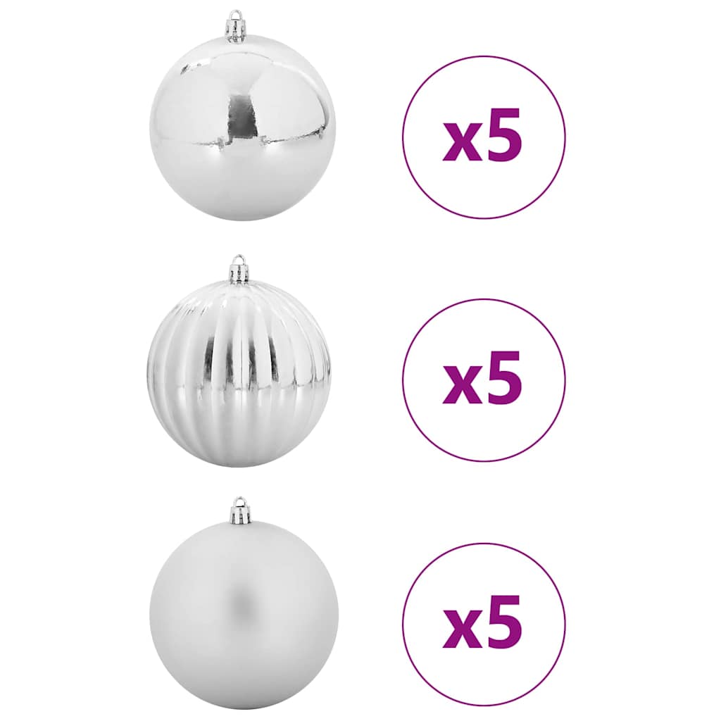 vidaXL Christmas Bauble Set 15 pcs Silver XL