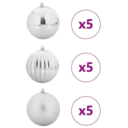 vidaXL Christmas Bauble Set 15 pcs Silver XL