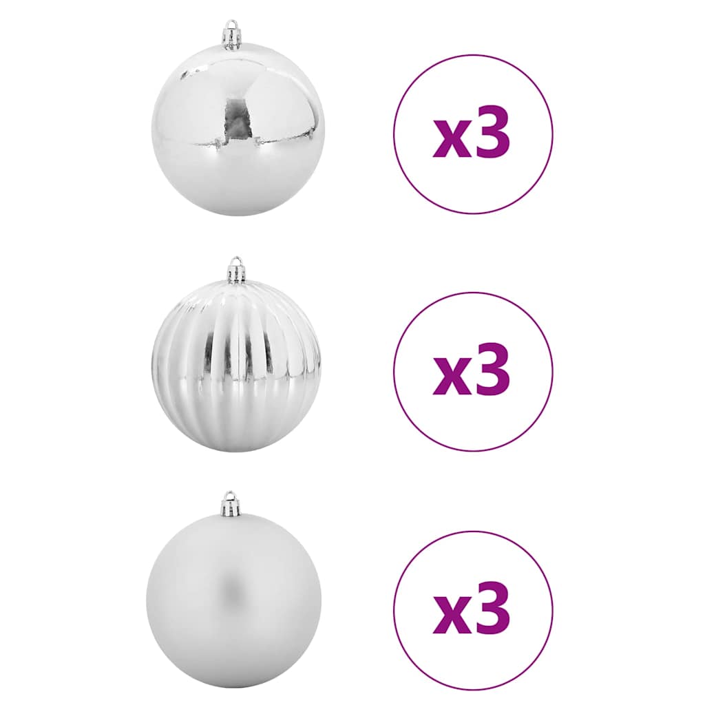 vidaXL Christmas Bauble Set XL 9 pcs Silver Plastic