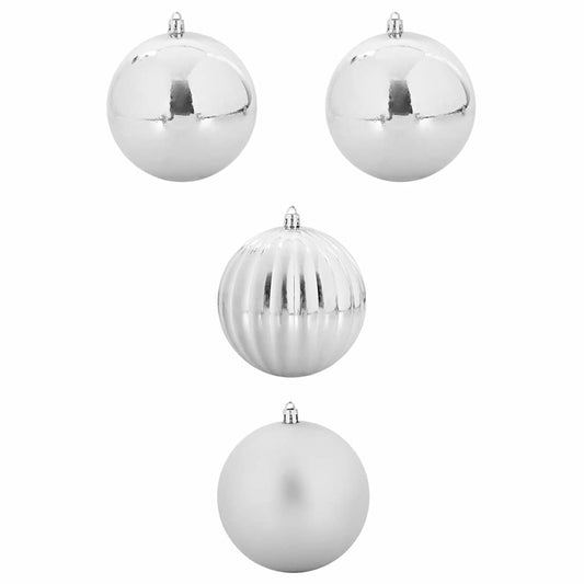 vidaXL Christmas Bauble Set XXL 4 pcs Silver Plastic