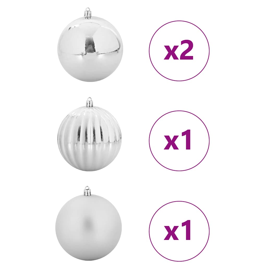 vidaXL Christmas Bauble Set XXL 4 pcs Silver Plastic