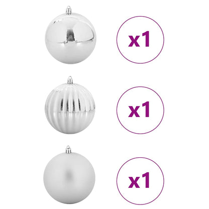 vidaXL Christmas Bauble Set XXL 3 pcs Silver Plastic
