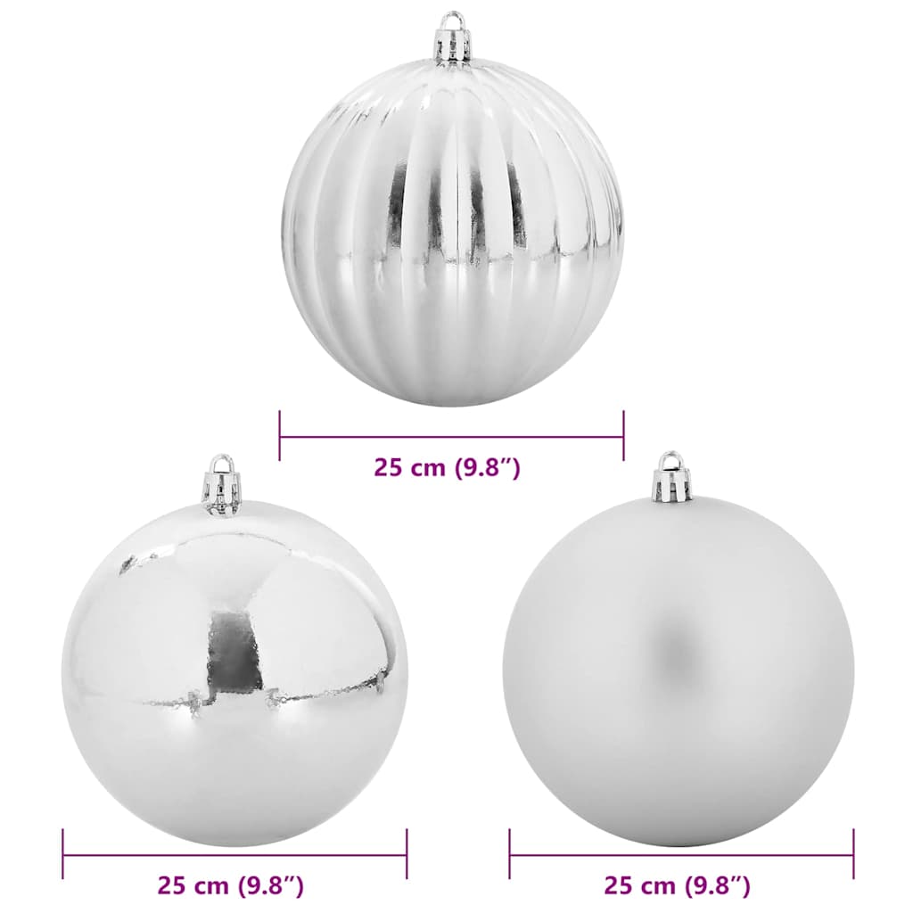 vidaXL Christmas Bauble Set XXL 3 pcs Silver Plastic