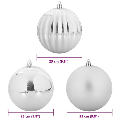 vidaXL Christmas Bauble Set XXL 3 pcs Silver Plastic