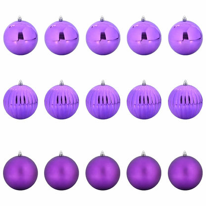 vidaXL Christmas Bauble Set XL 15 pcs Lilac Plastic