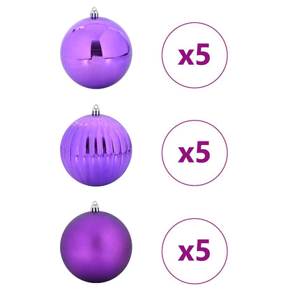 vidaXL Christmas Bauble Set XL 15 pcs Lilac Plastic