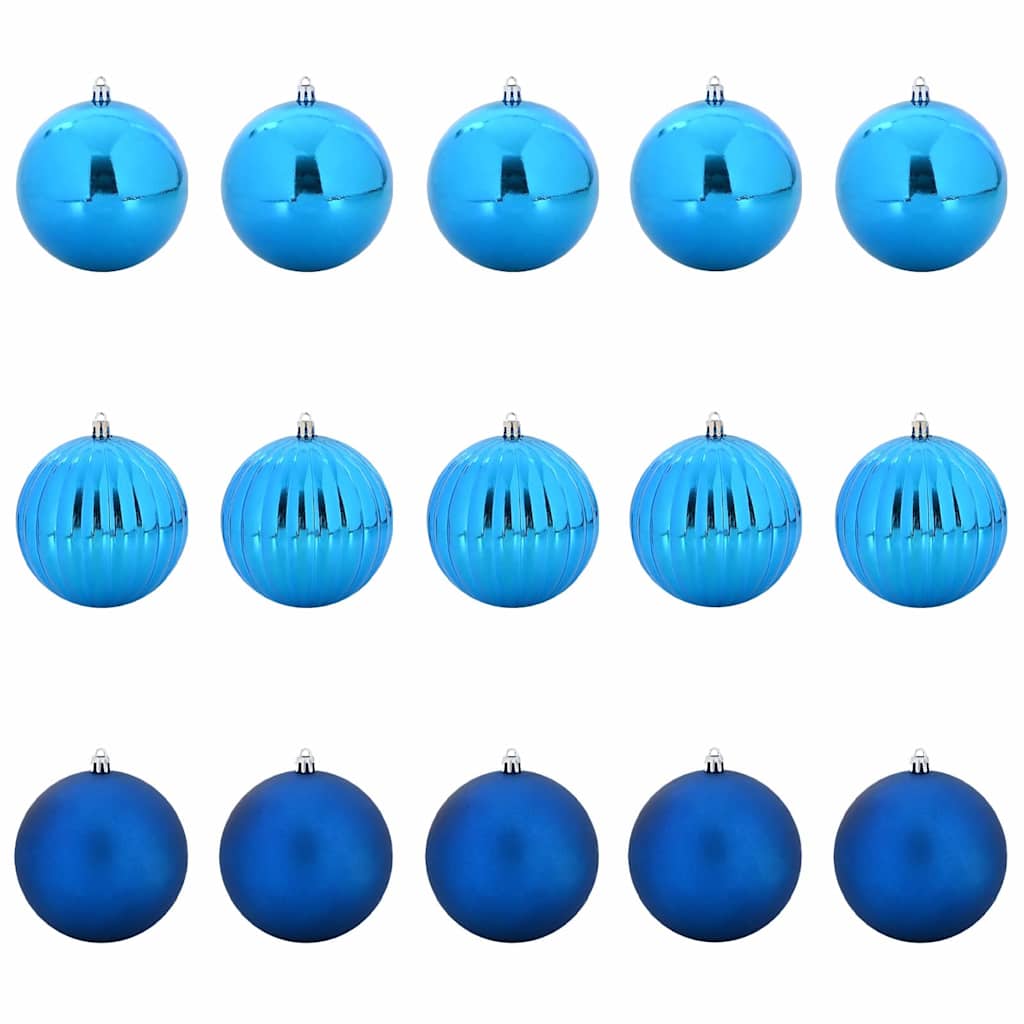 vidaXL Christmas Bauble Set XL 15 pcs Blue Plastic