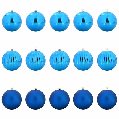 vidaXL Christmas Bauble Set XL 15 pcs Blue Plastic