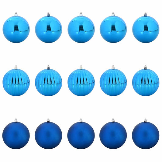 vidaXL Christmas Bauble Set XL 15 pcs Blue Plastic