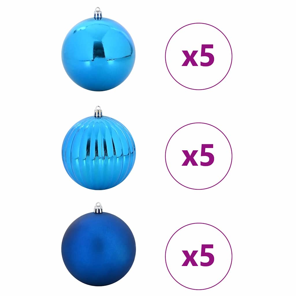 vidaXL Christmas Bauble Set XL 15 pcs Blue Plastic