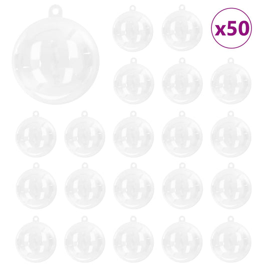 vidaXL Christmas Bauble Set 50 pcs Transparent Ø 5 cm Plastic