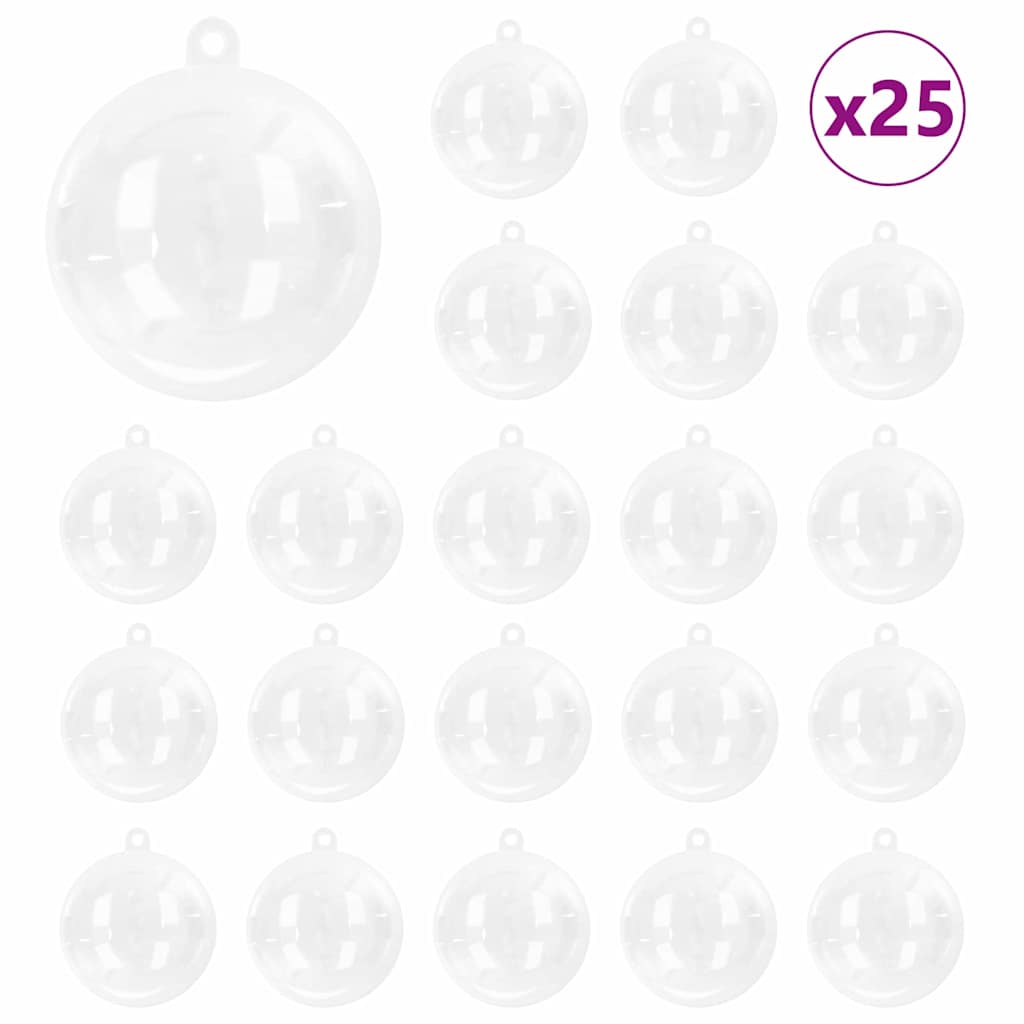 vidaXL Christmas Bauble Set 25 pcs Transparent Ø 8 cm Plastic