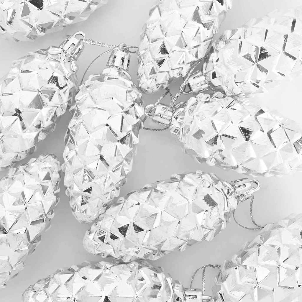 vidaXL Christmas Pine Cone Ball 40 pcs Silver Plastic