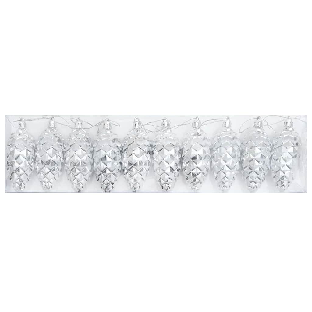 vidaXL Christmas Pine Cone Ball 40 pcs Silver Plastic