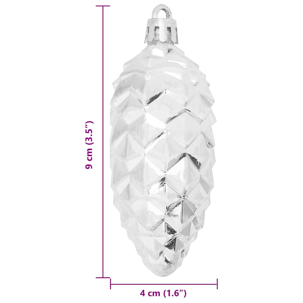 vidaXL Christmas Pine Cone Ball 40 pcs Silver Plastic