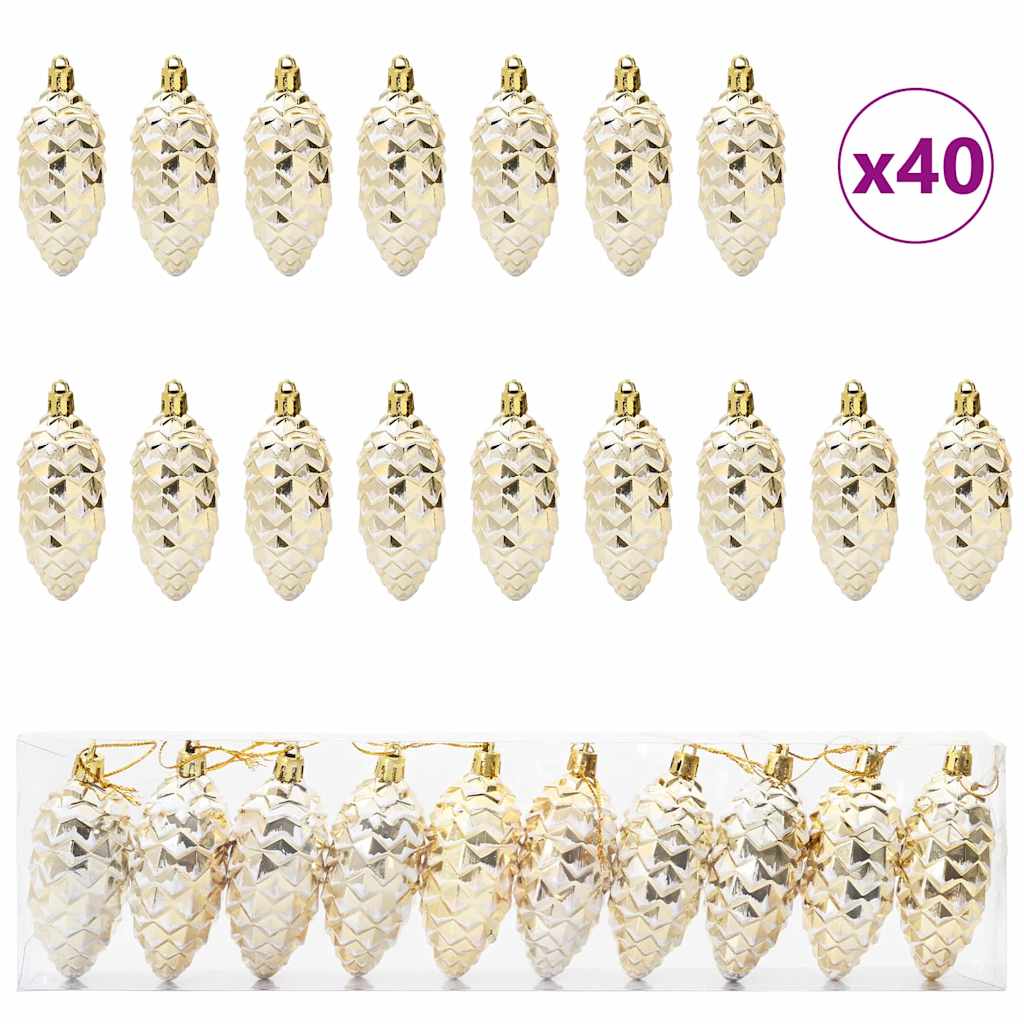 vidaXL Christmas Pine Cone Ball 40 pcs Gold Plastic