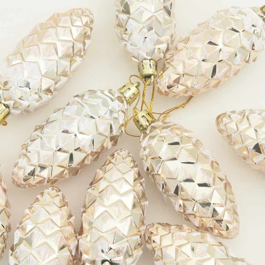 vidaXL Christmas Pine Cone Ball 40 pcs Champagne Plastic