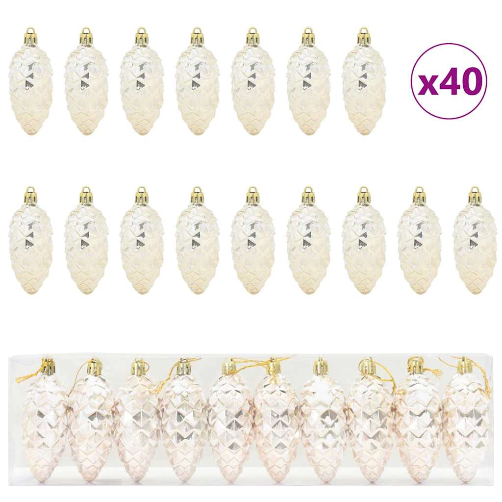 vidaXL Christmas Pine Cone Ball 40 pcs Champagne Plastic