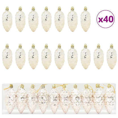 vidaXL Christmas Pine Cone Ball 40 pcs Champagne Plastic
