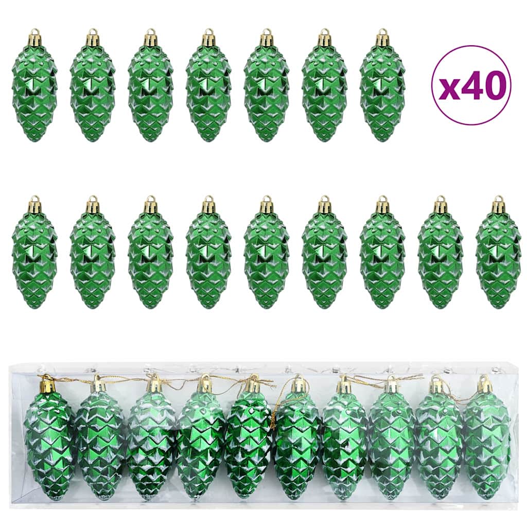 vidaXL Christmas Pine Cone Ball 40 pcs Green Plastic