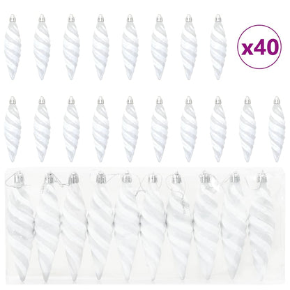 vidaXL Christmas Spiral Shape Ball 40 pcs White Plastic