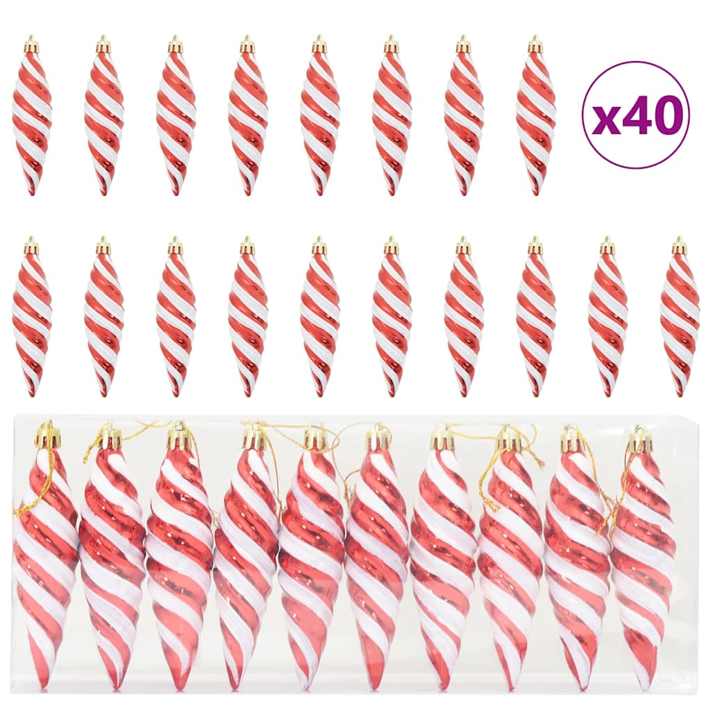 vidaXL Christmas Spiral Shape Ball 40 pcs Red Plastic