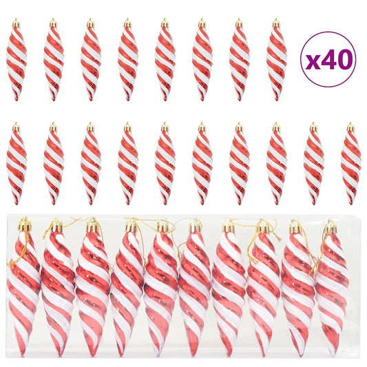 vidaXL Christmas Spiral Shape Ball 40 pcs Red