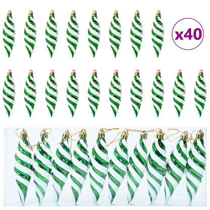 vidaXL Christmas Spiral Shape Ball 40 pcs Green Plastic