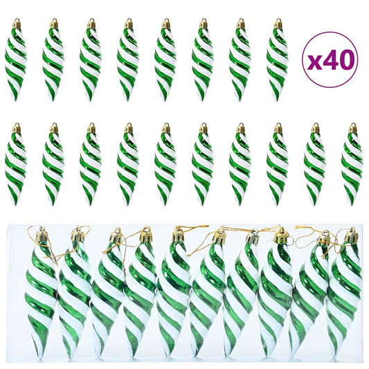 vidaXL Christmas Spiral Shape Ball 40 pcs Green Plastic