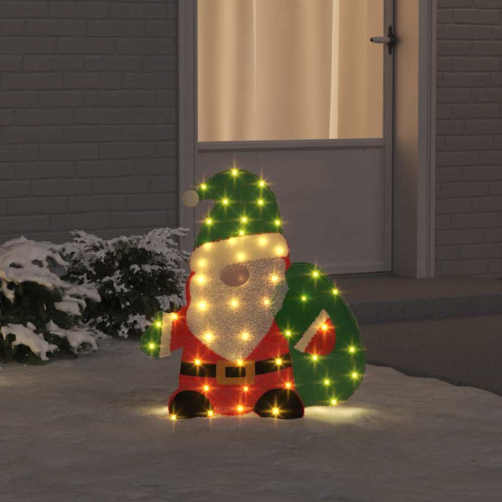 vidaXL Lighted Santa Claus Warm White 70 x 62 cm Tinsel Fabric