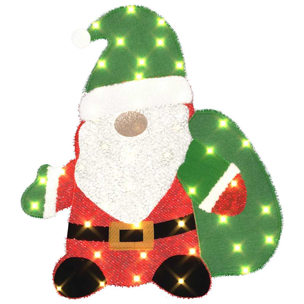 vidaXL Lighted Santa Claus Warm White 70 x 62 cm Tinsel Fabric