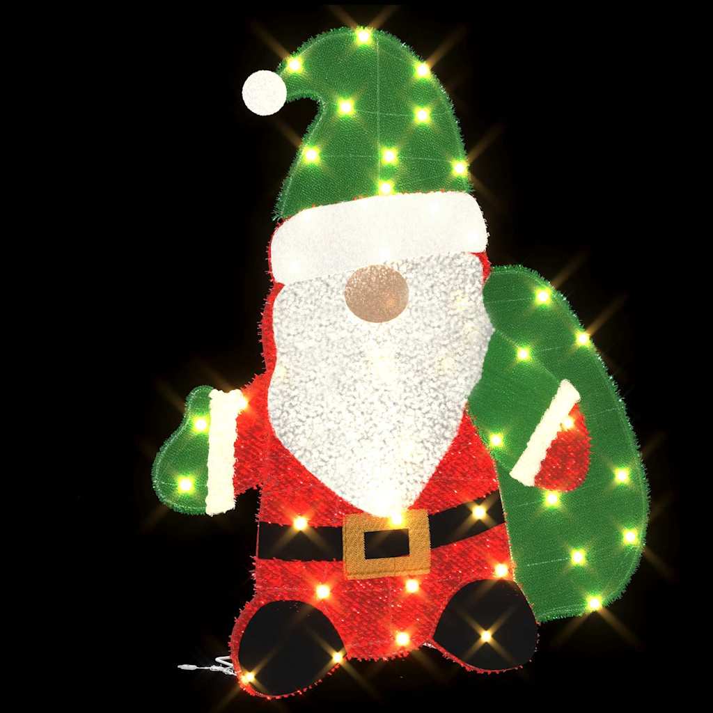 vidaXL Lighted Santa Claus Warm White 70 x 62 cm Tinsel Fabric