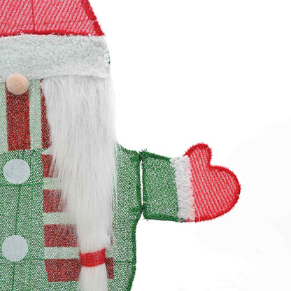 vidaXL Lighted Gnome with 60 LEDs Warm White 71 x 64 cm Tinsel Fabric