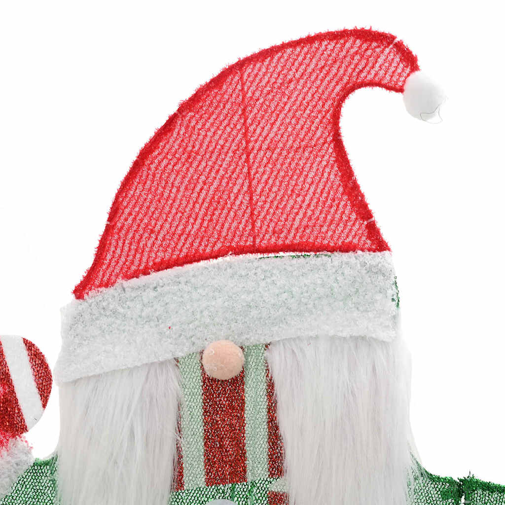 vidaXL Lighted Gnome with 60 LEDs Warm White 71 x 64 cm Tinsel Fabric