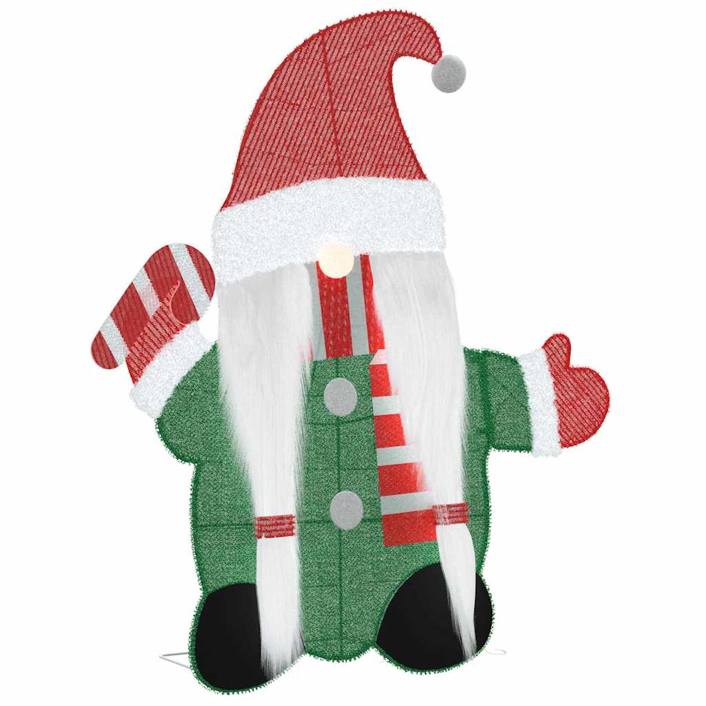 vidaXL Lighted Gnome with 60 LEDs Warm White 71 x 64 cm Tinsel Fabric