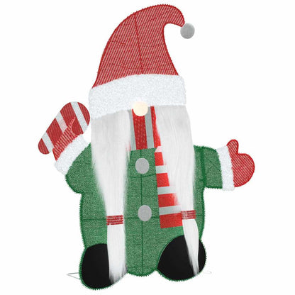 vidaXL Lighted Gnome with 60 LEDs Warm White 71 x 64 cm Tinsel Fabric
