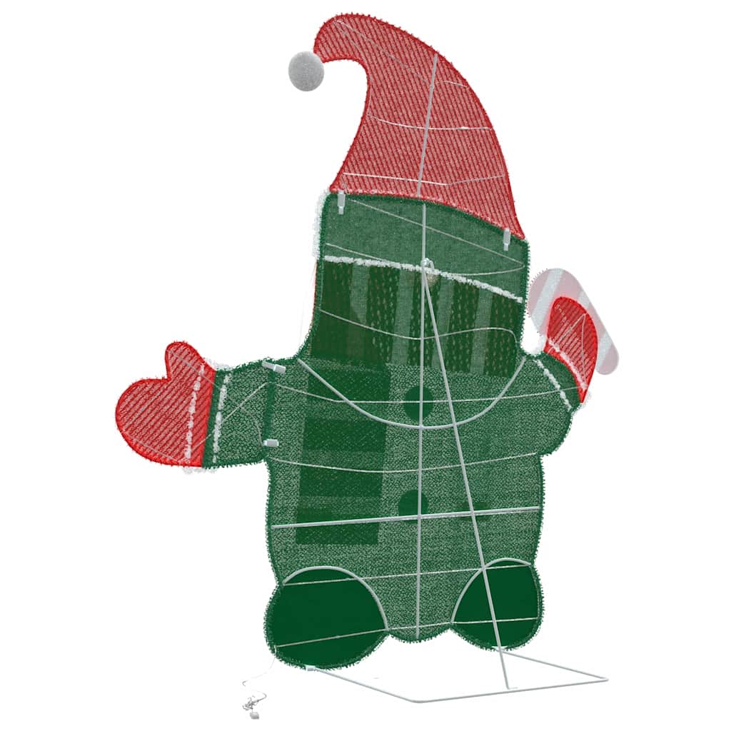 vidaXL Lighted Gnome with 60 LEDs Warm White 71 x 64 cm Tinsel Fabric
