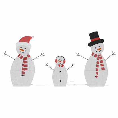 vidaXL Lighted Snowman Family 3 pcs Warm White Polyester