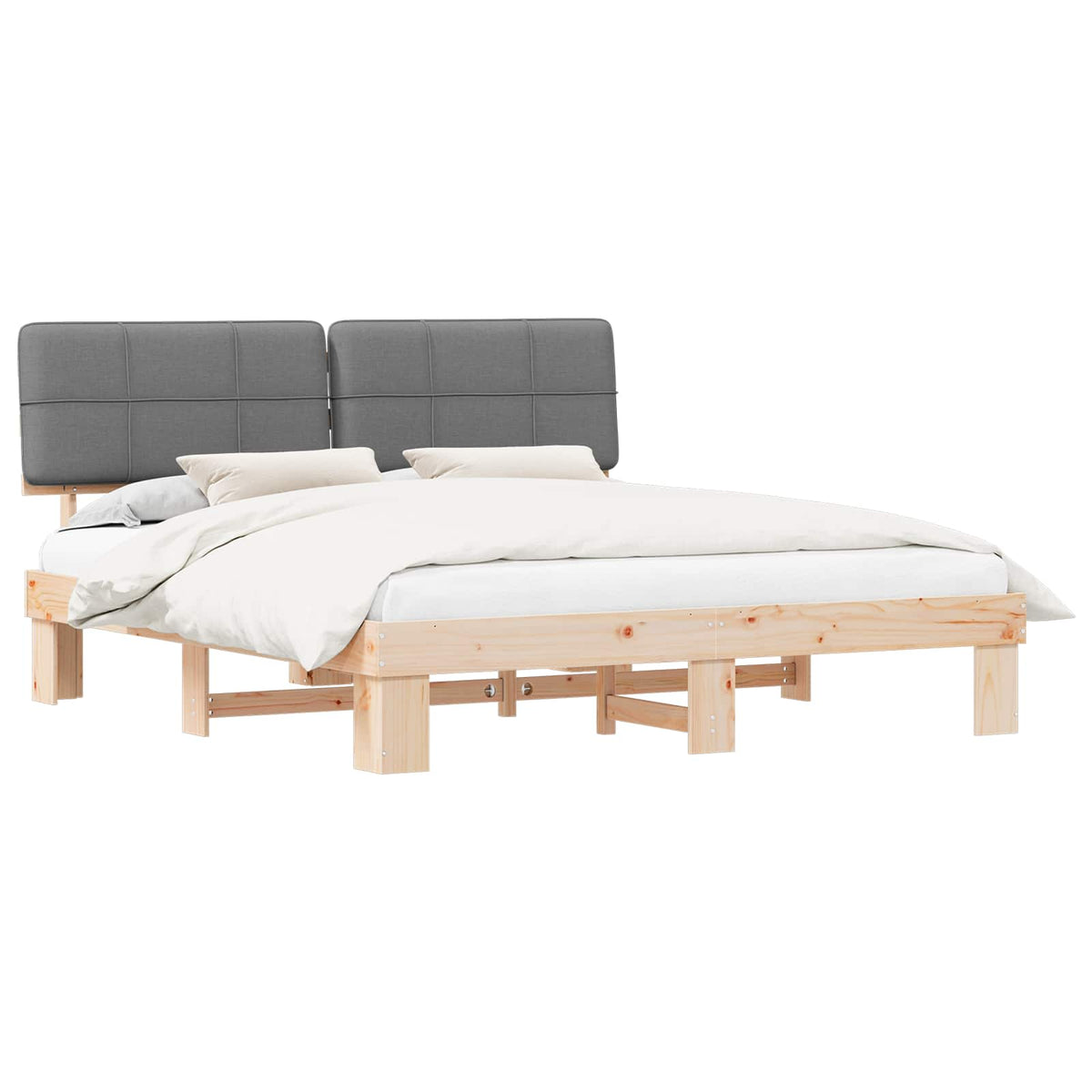 vidaXL Bed Frame with Upholstered Headboard Light Grey 200 x 200 cm