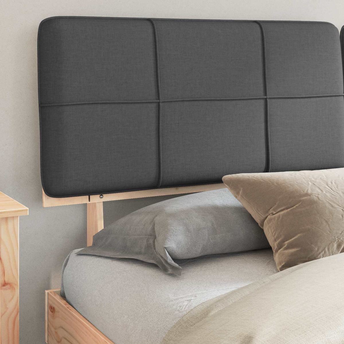 vidaXL Bed Frame with Upholstered Headboard Dark Grey 200 x 200 cm