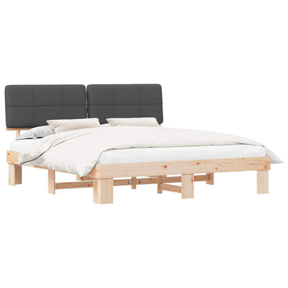 vidaXL Bed Frame with Upholstered Headboard Dark Grey 200 x 200 cm