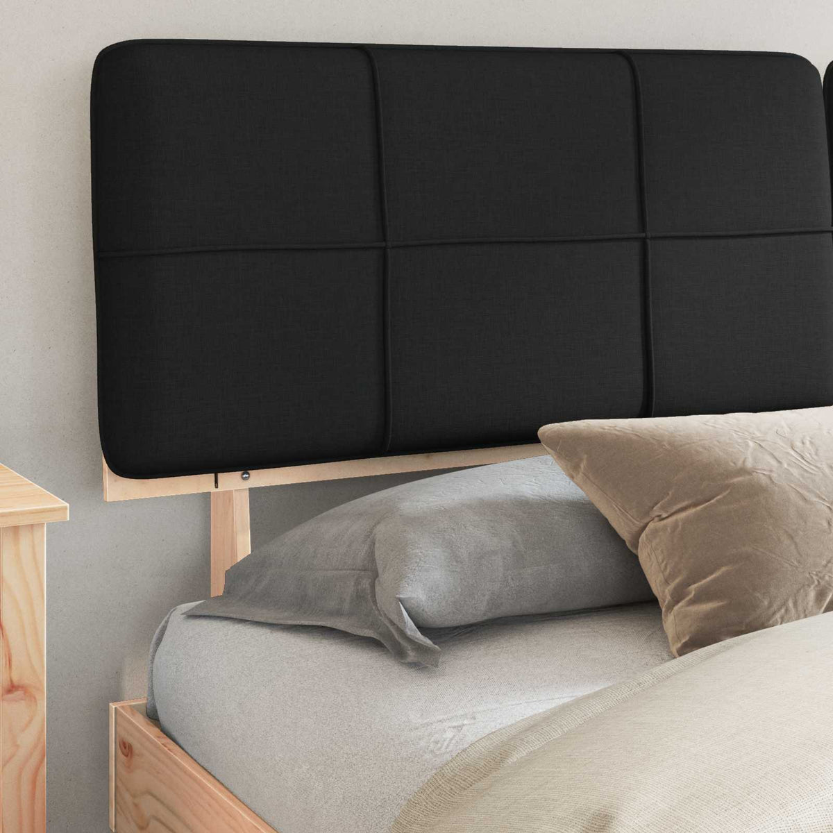 vidaXL Bed Frame with Upholstered Headboard Black 200 x 200 cm