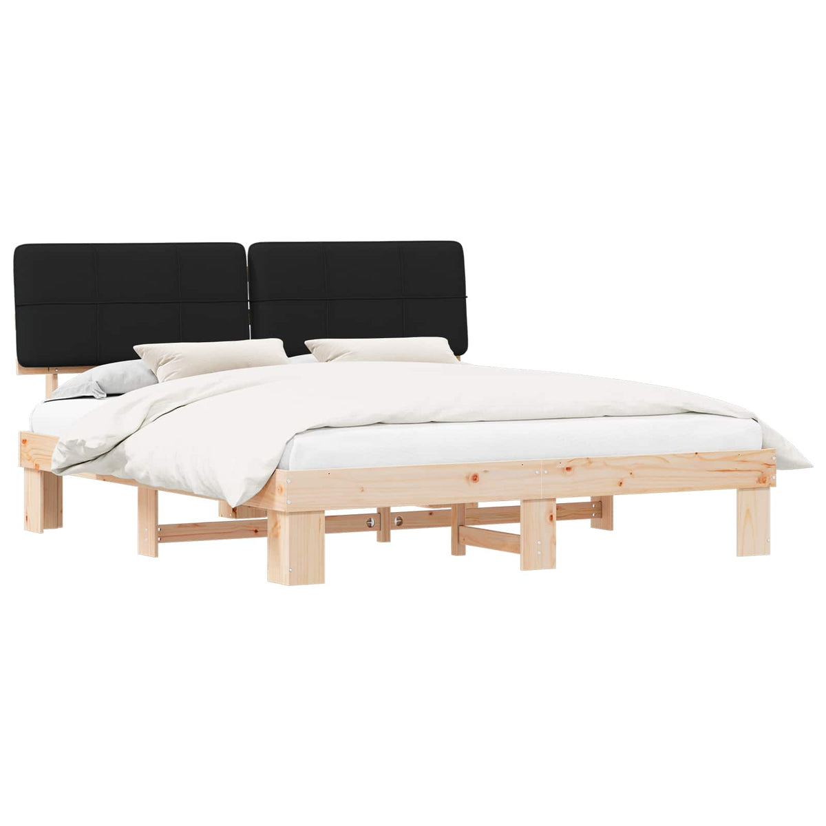 vidaXL Bed Frame with Upholstered Headboard Black 200 x 200 cm