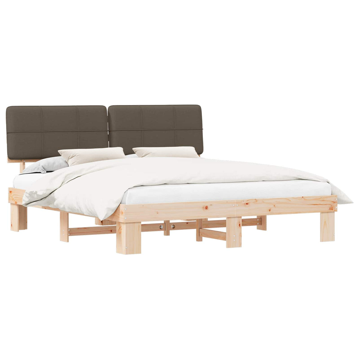 vidaXL Bed Frame with Upholstered Headboard Taupe 200 x 200 cm