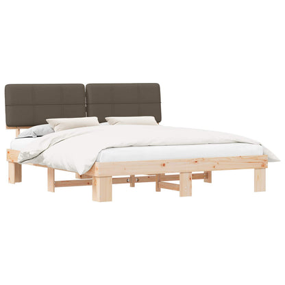 vidaXL Bed Frame with Upholstered Headboard Taupe 200 x 200 cm