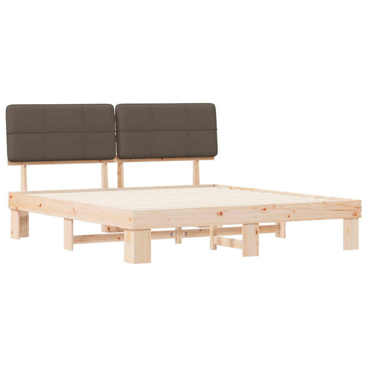 vidaXL Bed Frame with Upholstered Headboard Taupe 200 x 200 cm