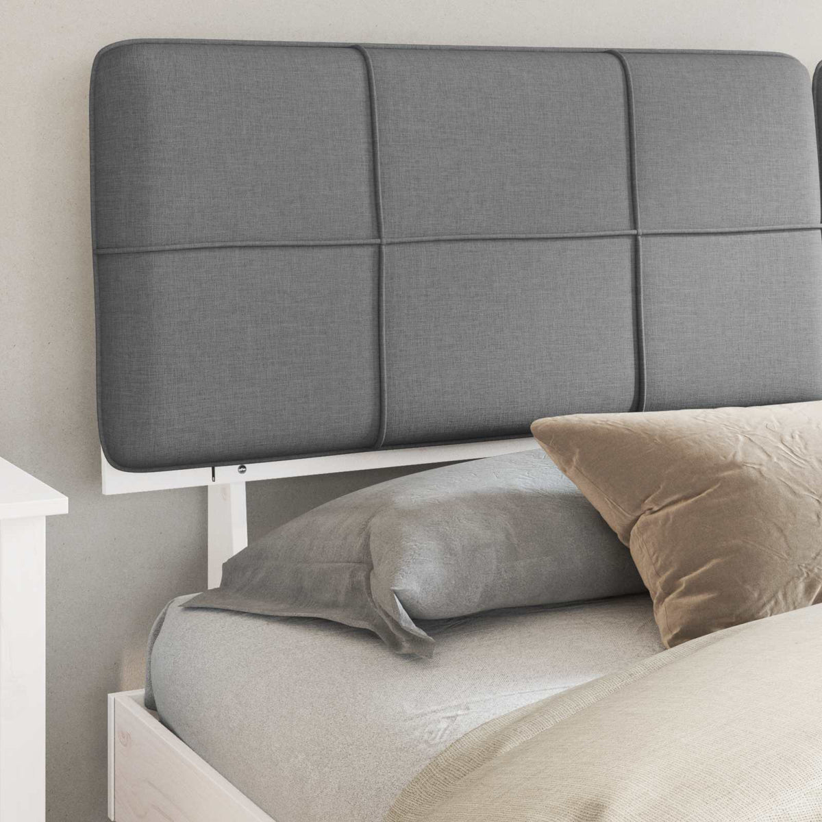 vidaXL Bed Frame with Upholstered Headboard Light Grey 200 x 200 cm