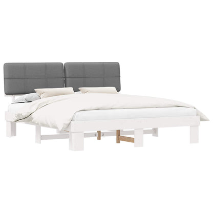 vidaXL Bed Frame with Upholstered Headboard Light Grey 200 x 200 cm