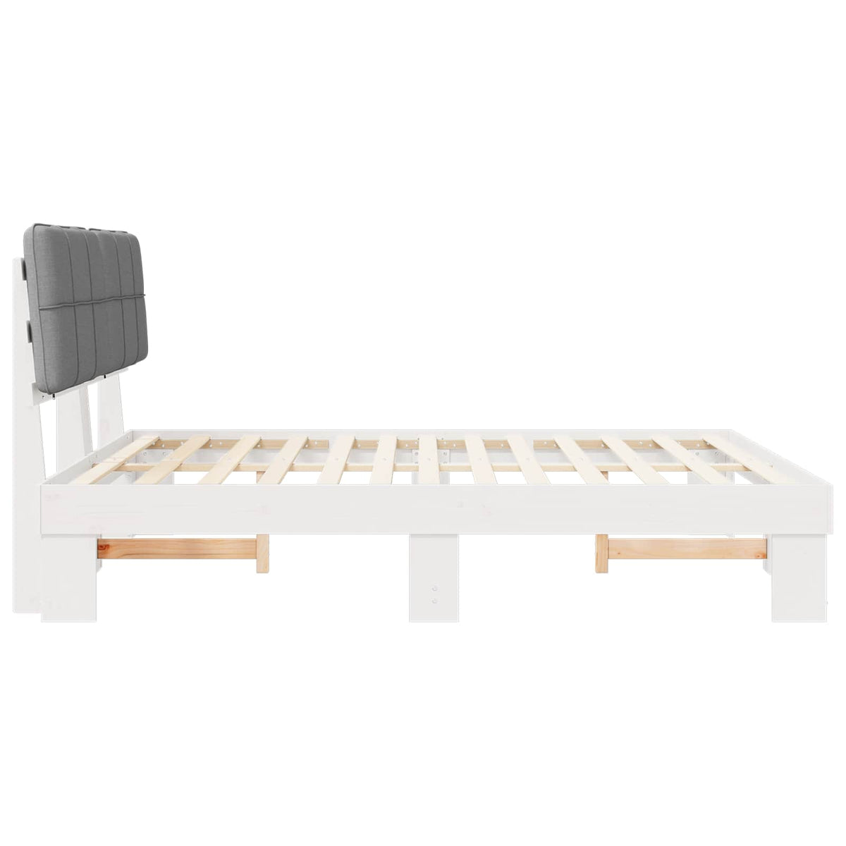 vidaXL Bed Frame with Upholstered Headboard Light Grey 200 x 200 cm