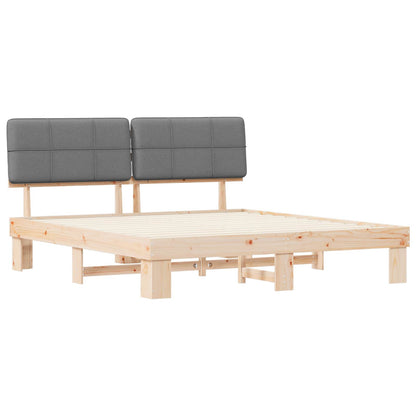vidaXL Bed Frame with Upholstered Headboard Light Grey 180 x 200 cm